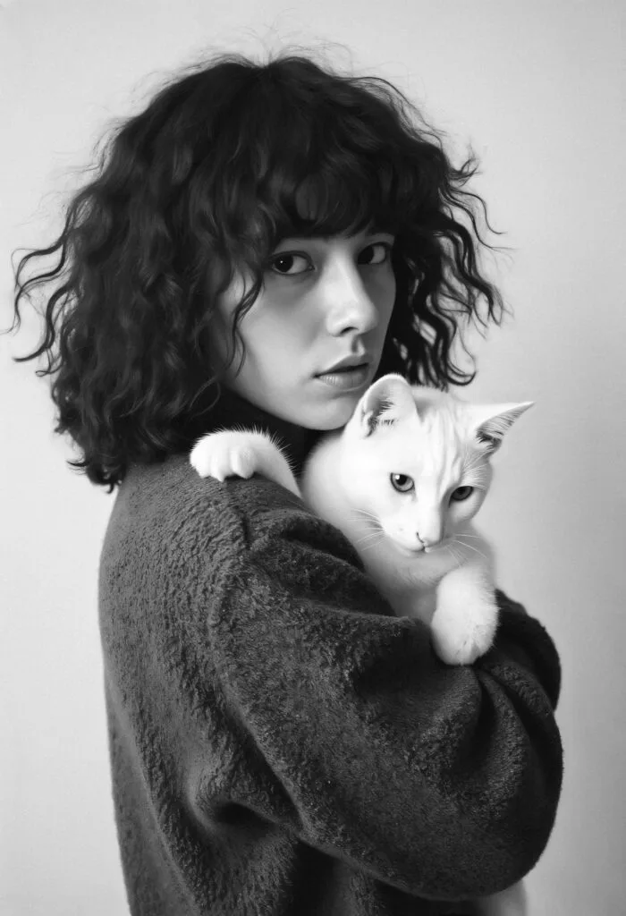 portrait photo femme avec son chat